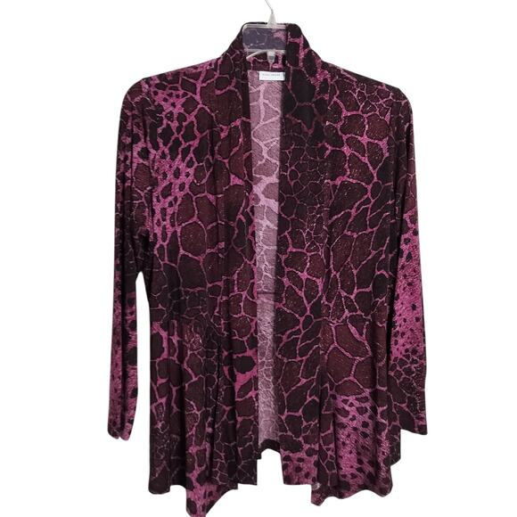 4494)Bundle 2 pcs Susan Graver Open Front Liquid Knit Black Gray Pink Cardigan L - Picture 5 of 11